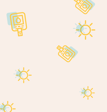 illustration : soleil, pilule, glycomètre