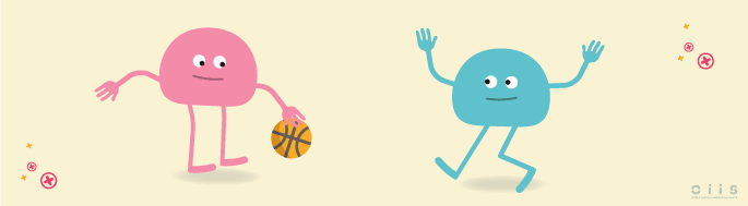 Des personnages jouent au basketball