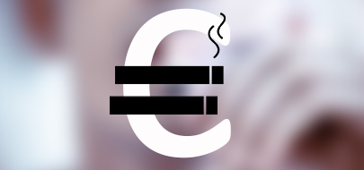 Symbole de l'euro barré par deux cigarettes
