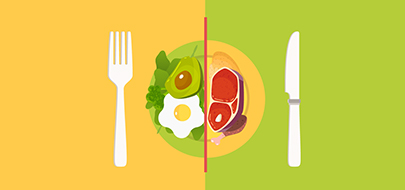 Une assiette végétarienne vs une assiette contenant de la viande